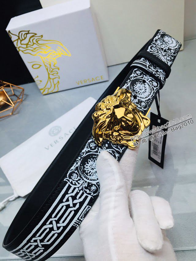 VERSVE男士皮帶 範思哲高端巴洛克花卉雙面用皮帶  jjp1161